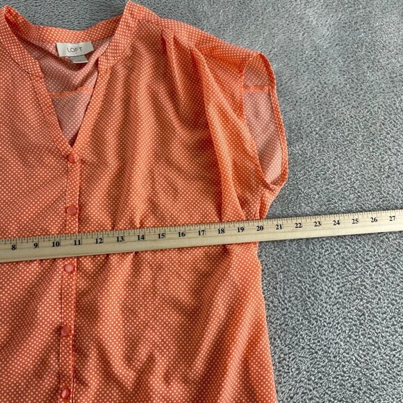 Ann Taylor Loft Womens Sleeveless Button-Up Orange Polka Dot Blouse Size M 3642 - Picture 6 of 8